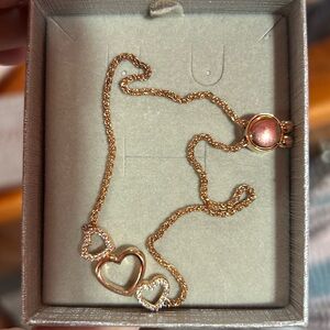 Peoples White Sapphire 3 Heart Bracelet Sterling Silver 18K Rose Gold